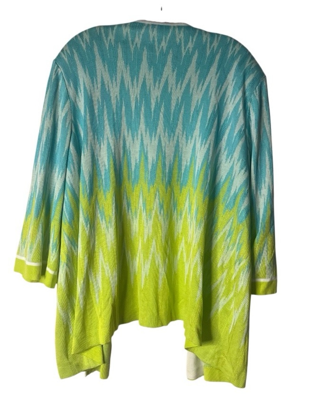 MISOOK Chevron Flame Knit Open Front Cardigan Top Watercolors Plus Size 2X - Picture 4 of 8